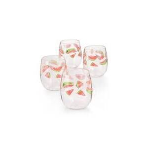 Martha Stewart Collection Berry Acrylic Stemless Red Wine Glasses 15oz, Set of 4